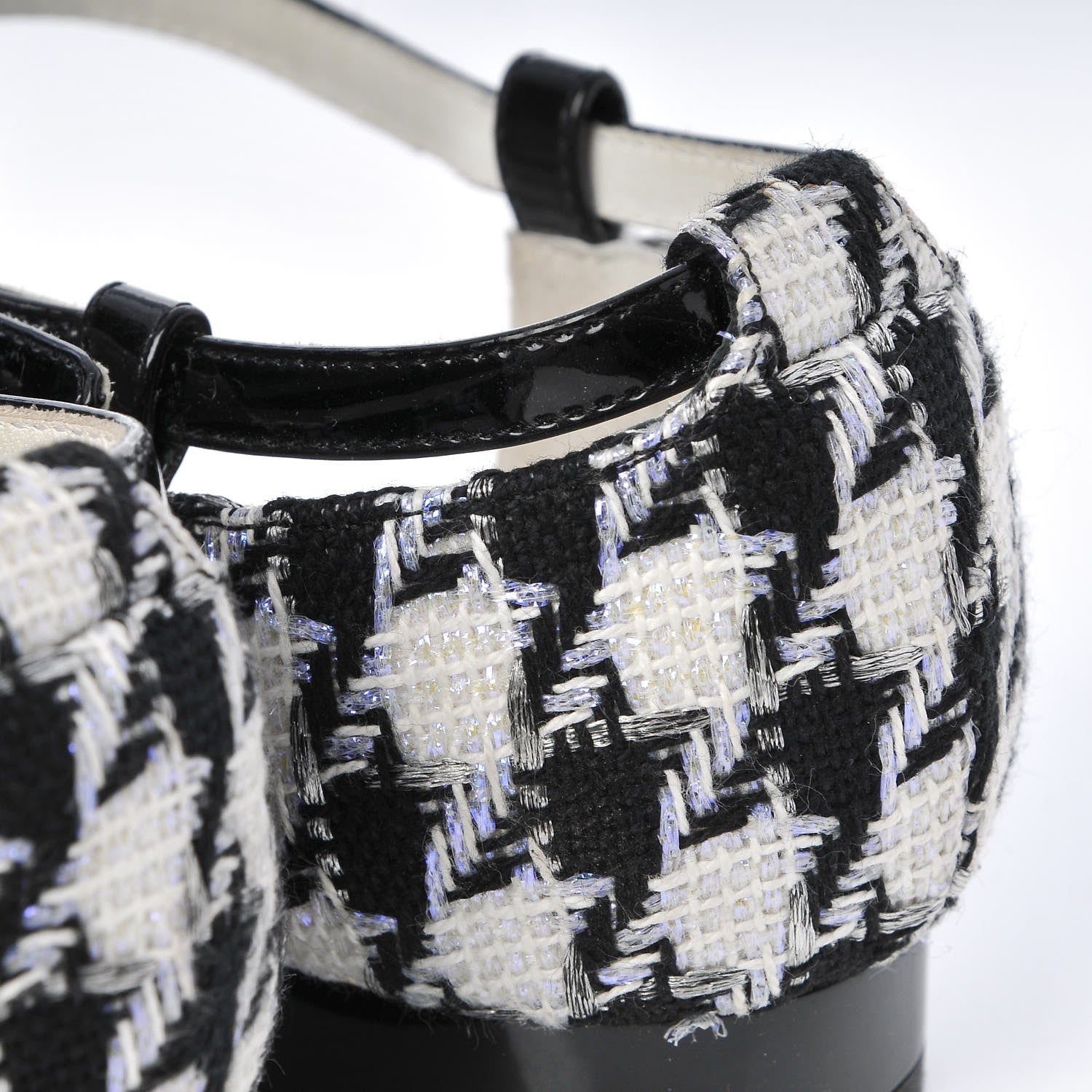 Chanel Patent Tweed CC Sandals 35.5 Black 11 of 11