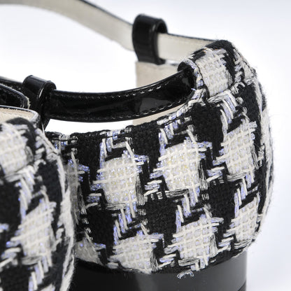 Chanel Patent Tweed CC Sandals 35.5 Black 11 of 11