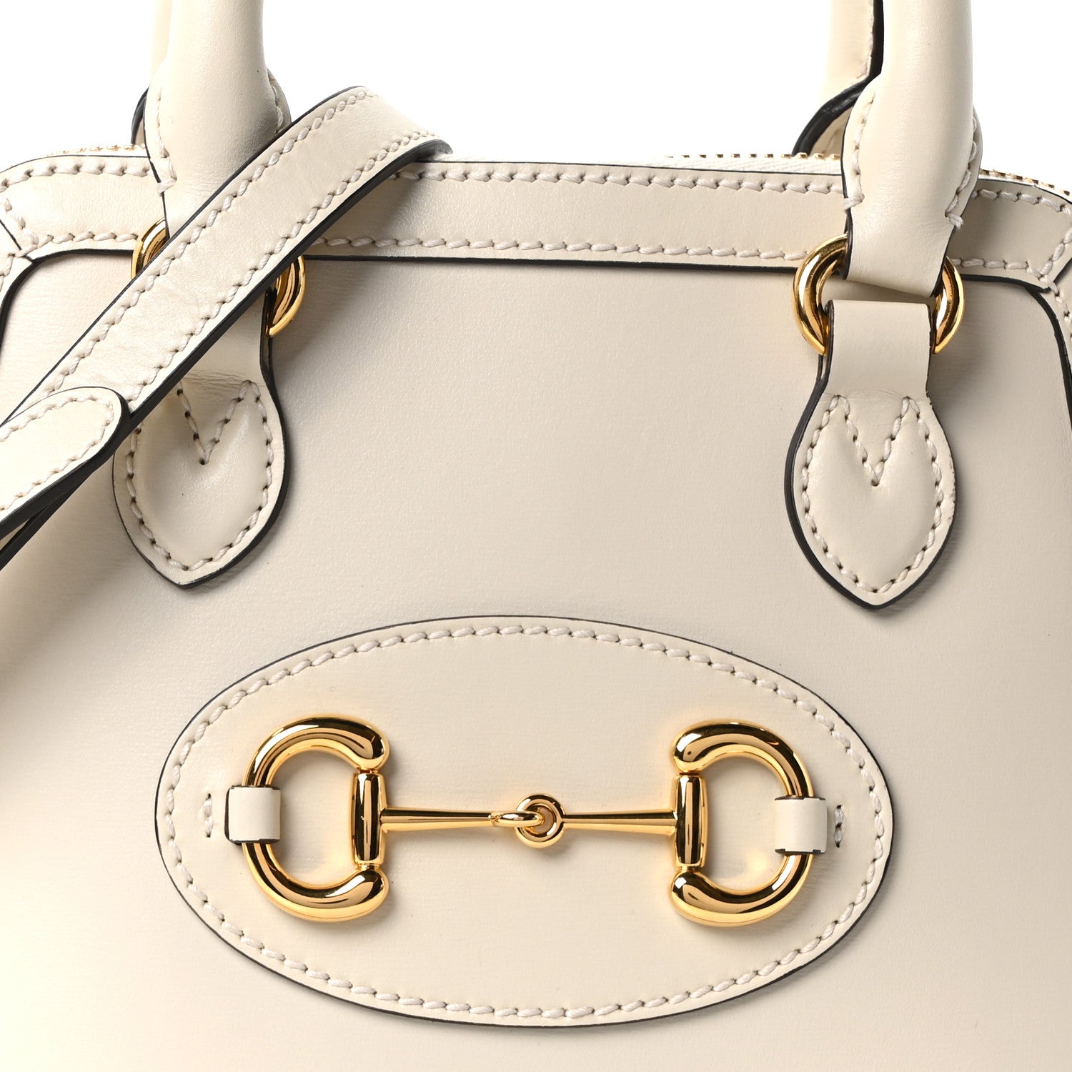 Gucci Boarded Plutone Calfskin Mini Horsebit 1955 Top Handle Bag Mystic White 8 of 10
