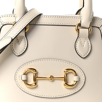 Gucci Boarded Plutone Calfskin Mini Horsebit 1955 Top Handle Bag Mystic White 8 of 10