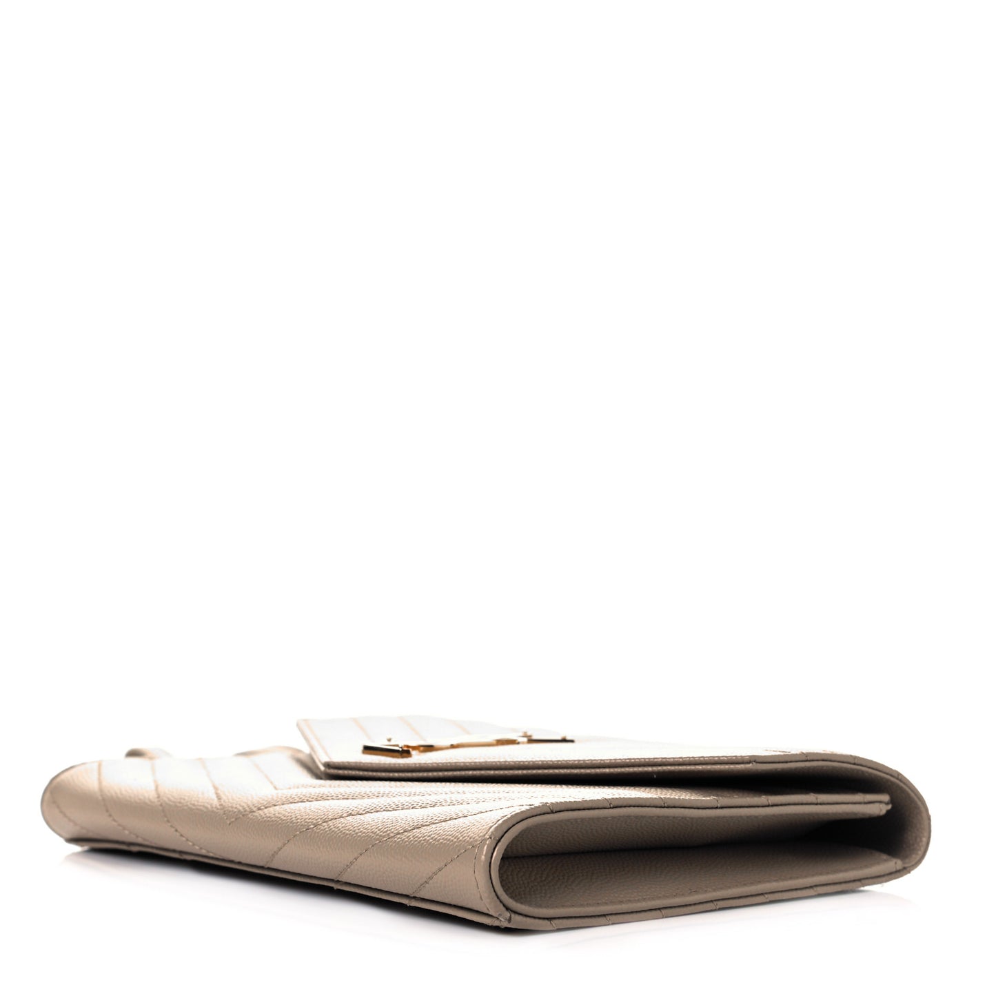 Grain De Poudre Matelasse Chevron Monogram Envelope Clutch Dark Beige