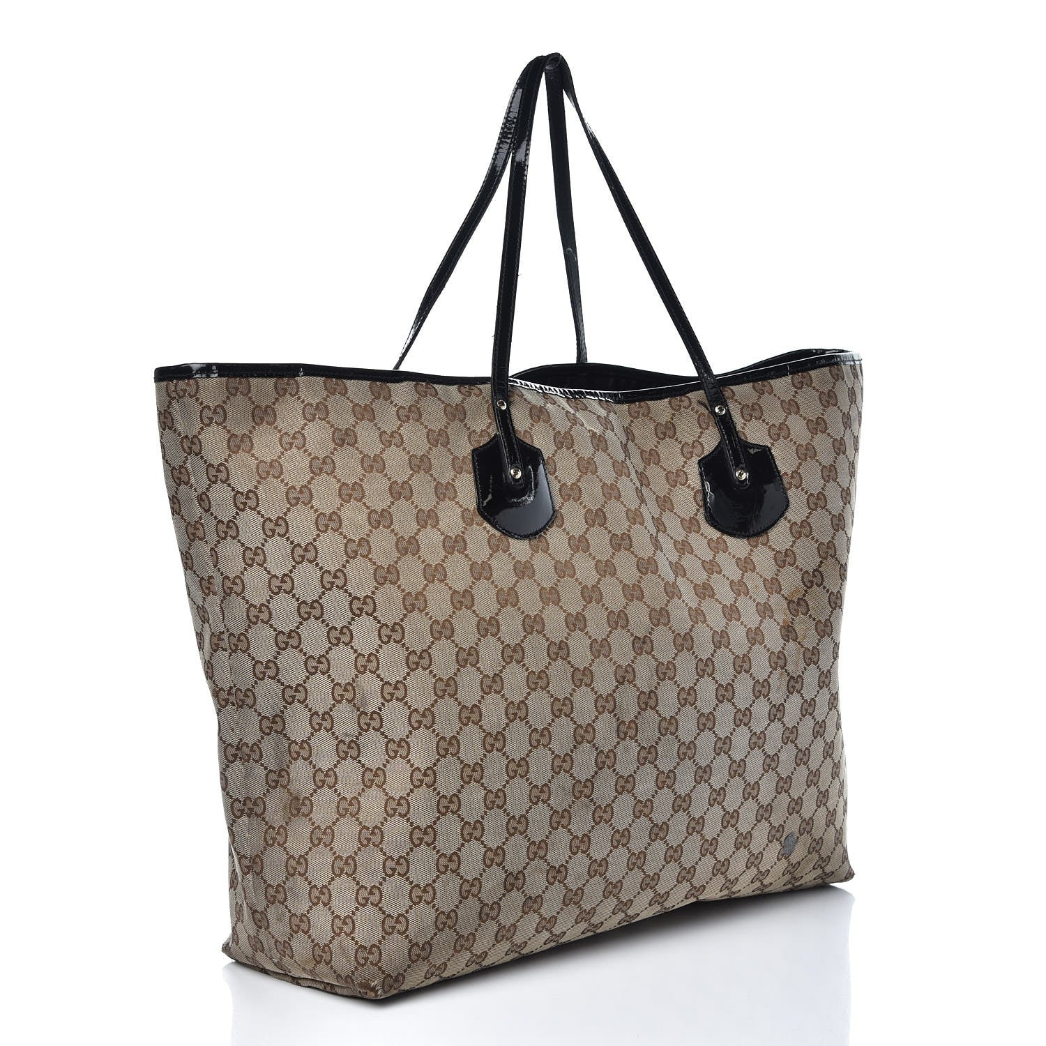 Gucci Monogram Patent Trim Tote Black 3 of 14