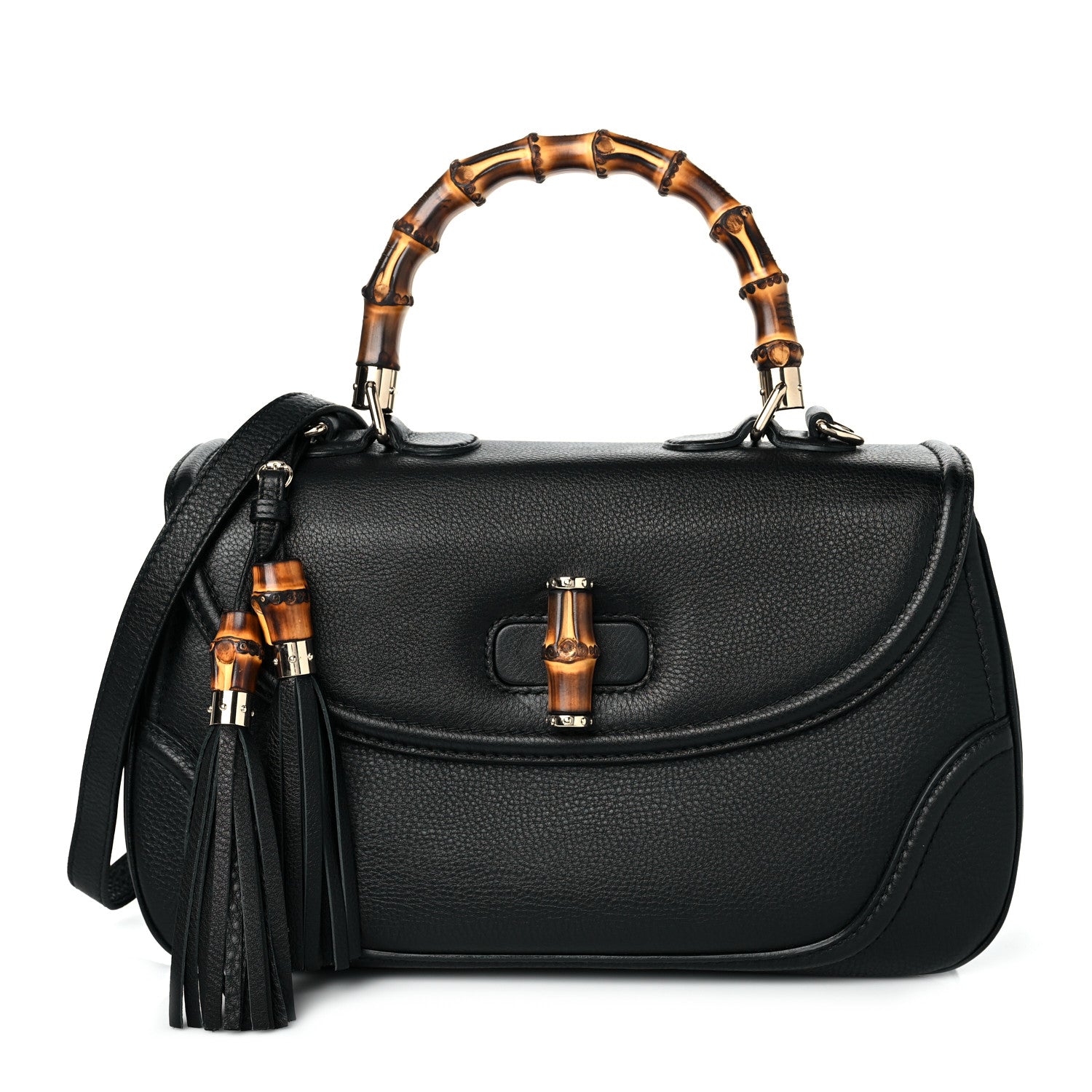 Gucci Calfskin Large New Bamboo Top Handle Bag Black 1 of 13