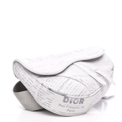 Christian Dior X DANIEL ARSHAM Grained Calfskin Newspaper Print Saddle Bag White 3 of 8