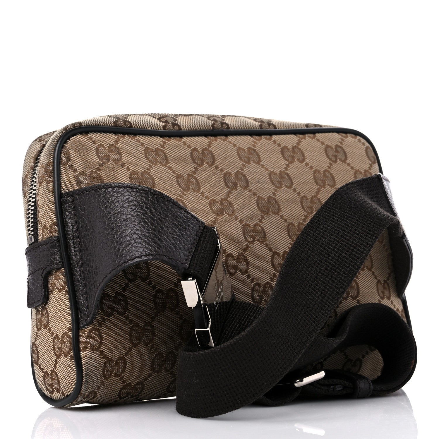 Gucci Monogram Dollar Calfskin Belt Bag Beige Ebony Testa di Moro Marrone Scuro 3 of 17