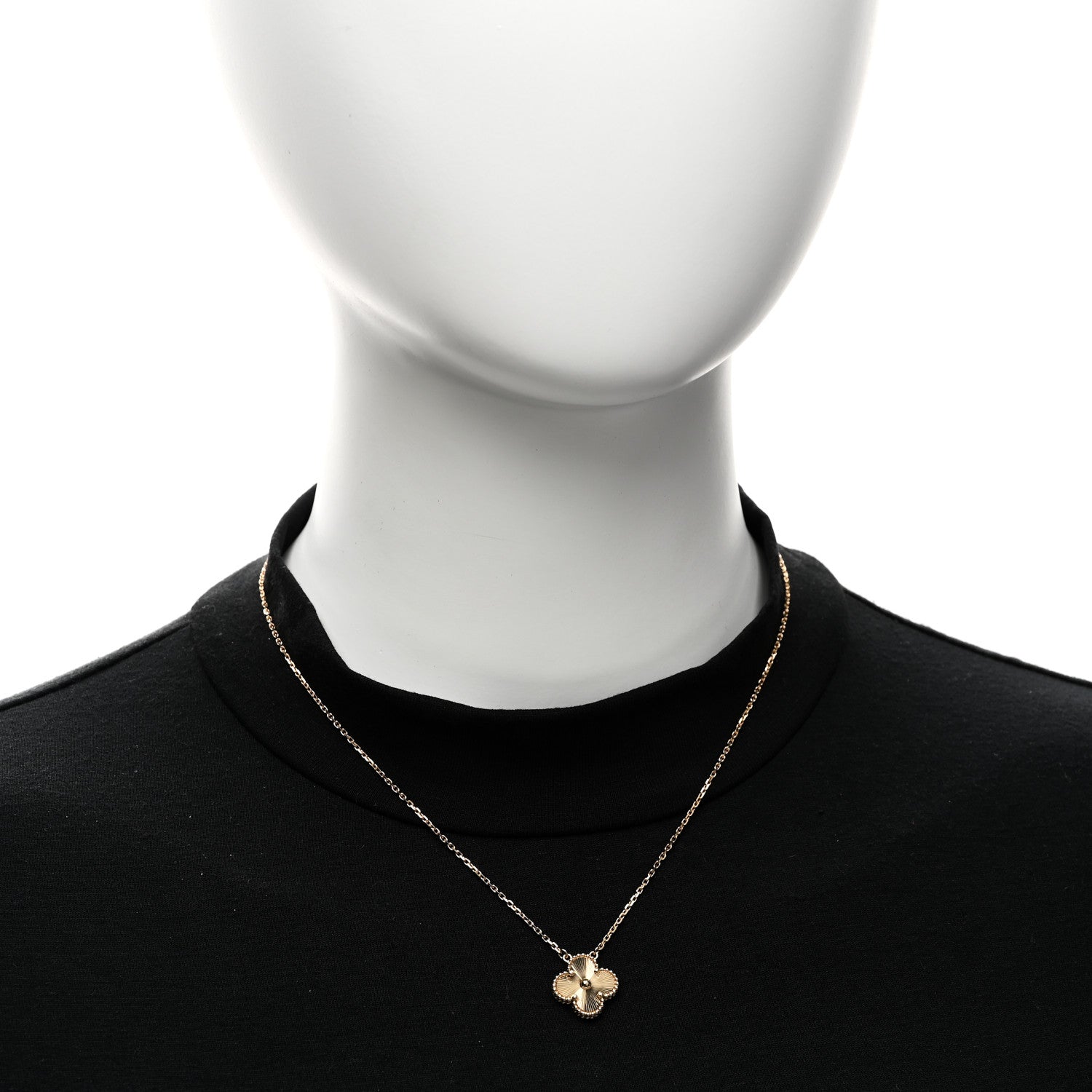Van Cleef & Arpels 18K Yellow Gold Guilloche Vintage Alhambra Pendant Necklace 2 of 6