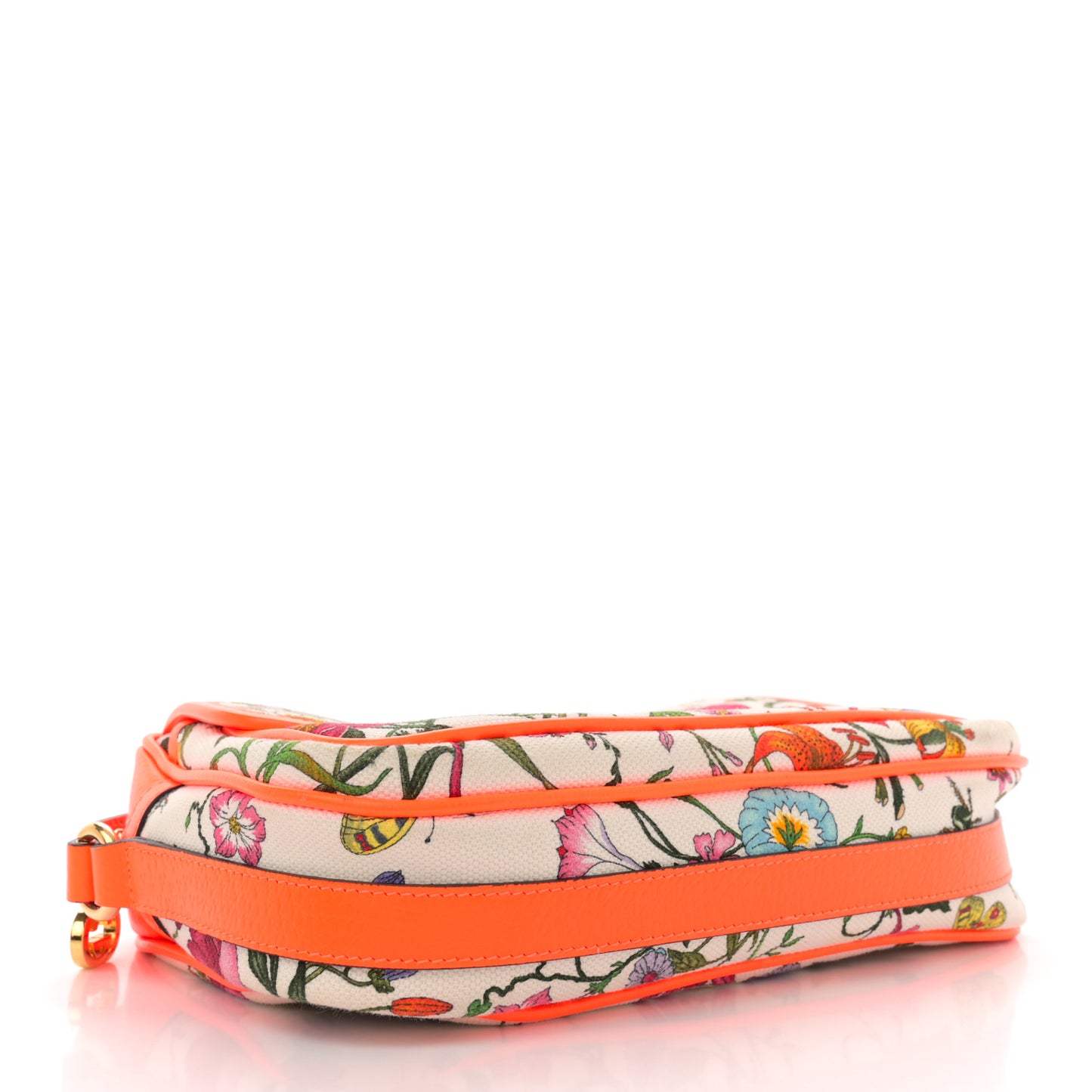 Canvas Flora Floral Shoulder Bag White Orange Fluo