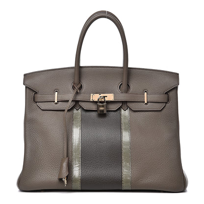 Hermes Taurillon Clemence Lizard Club Birkin 35 Etain Graphite 1 of 30
