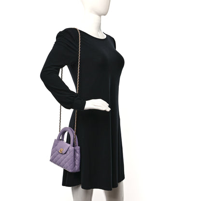 Chanel Shiny Aged Calfskin Quilted Nano Kelly Shopper Lilac 2 of 10