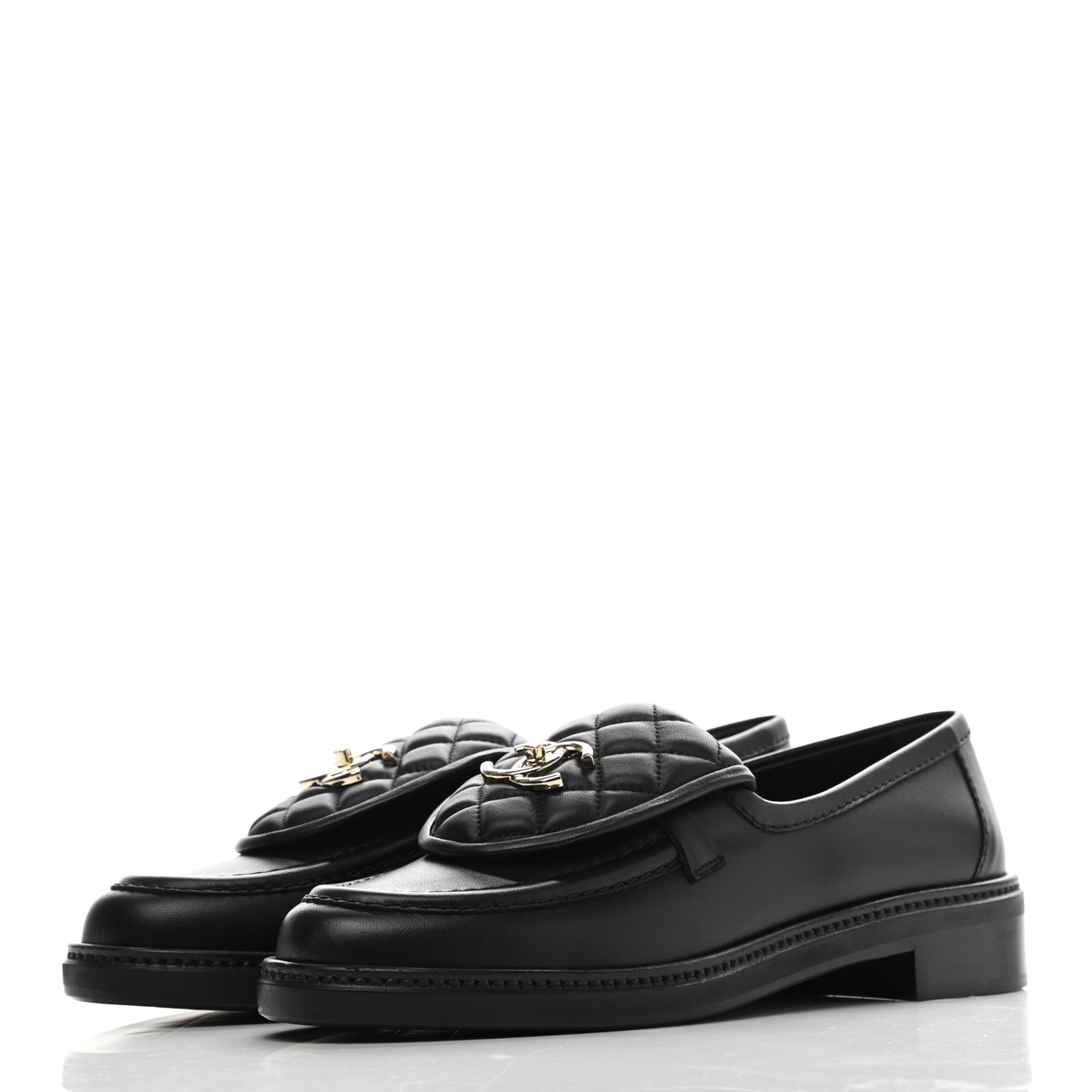 Lambskin Quilted CC Turnlock Loafers 39 Black
