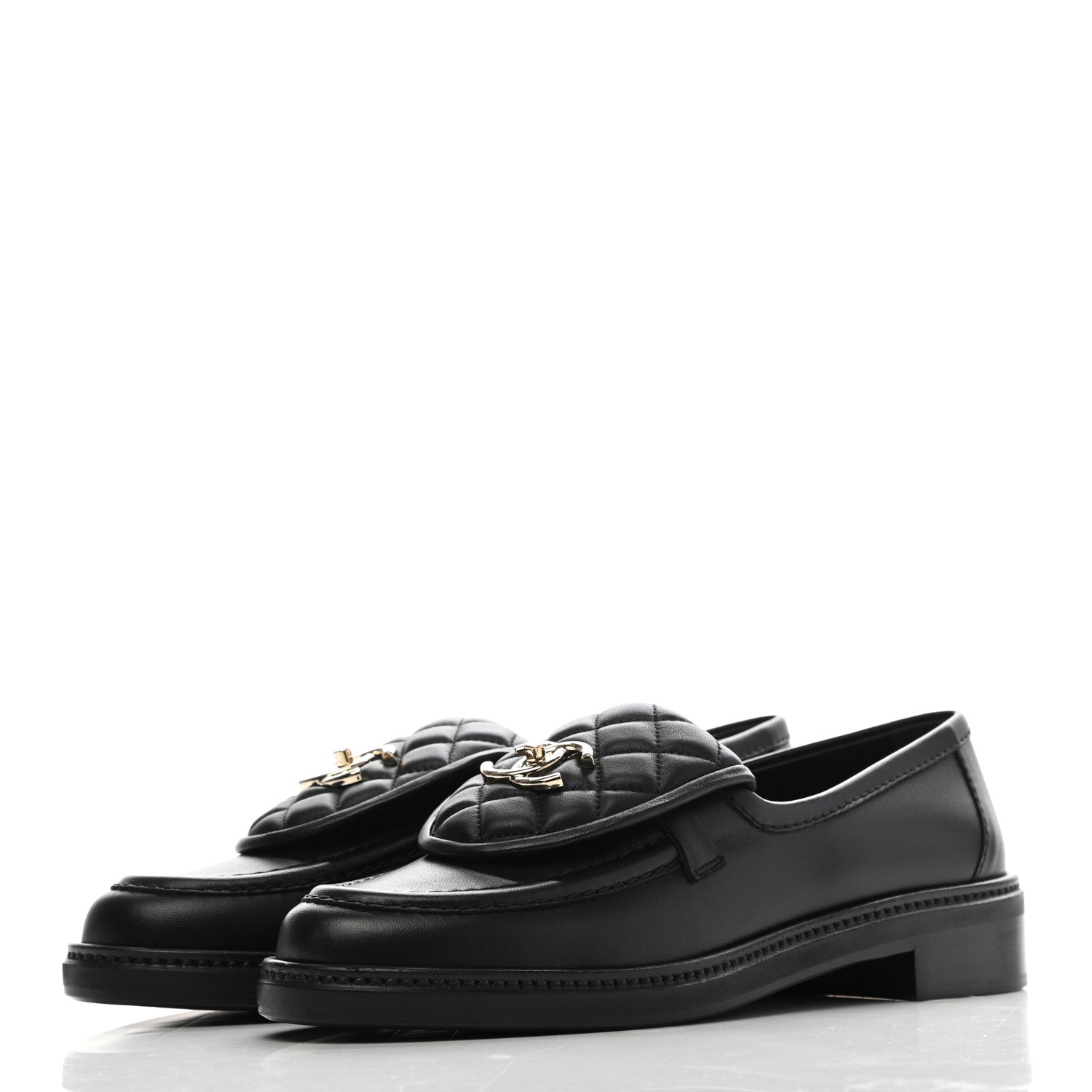 Chanel Lambskin Quilted CC Turnlock Loafers 39 Black 3 of 9