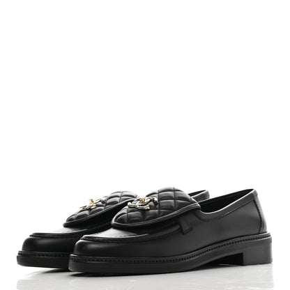 Chanel Lambskin Quilted CC Turnlock Loafers 39 Black 3 of 9