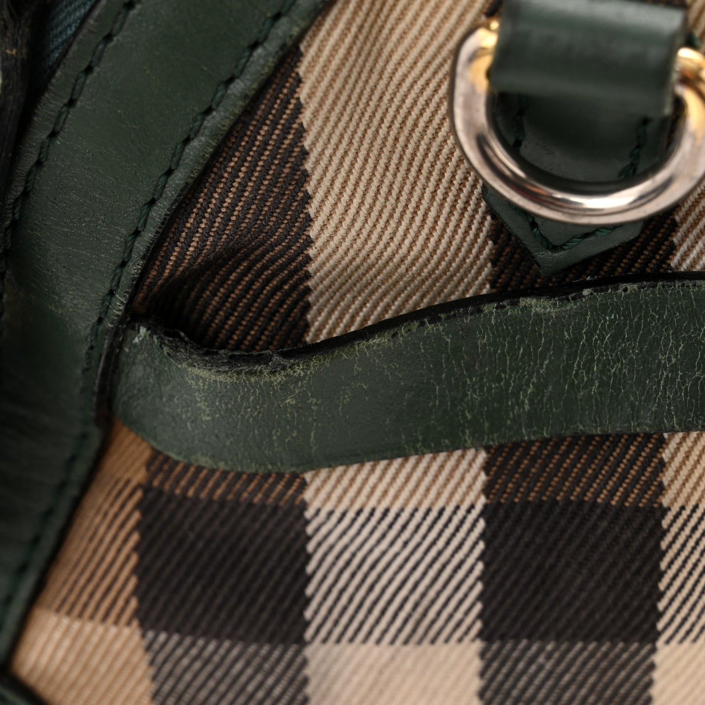 Bridle Calfskin House Check Small Orchard Bowling Bag Green