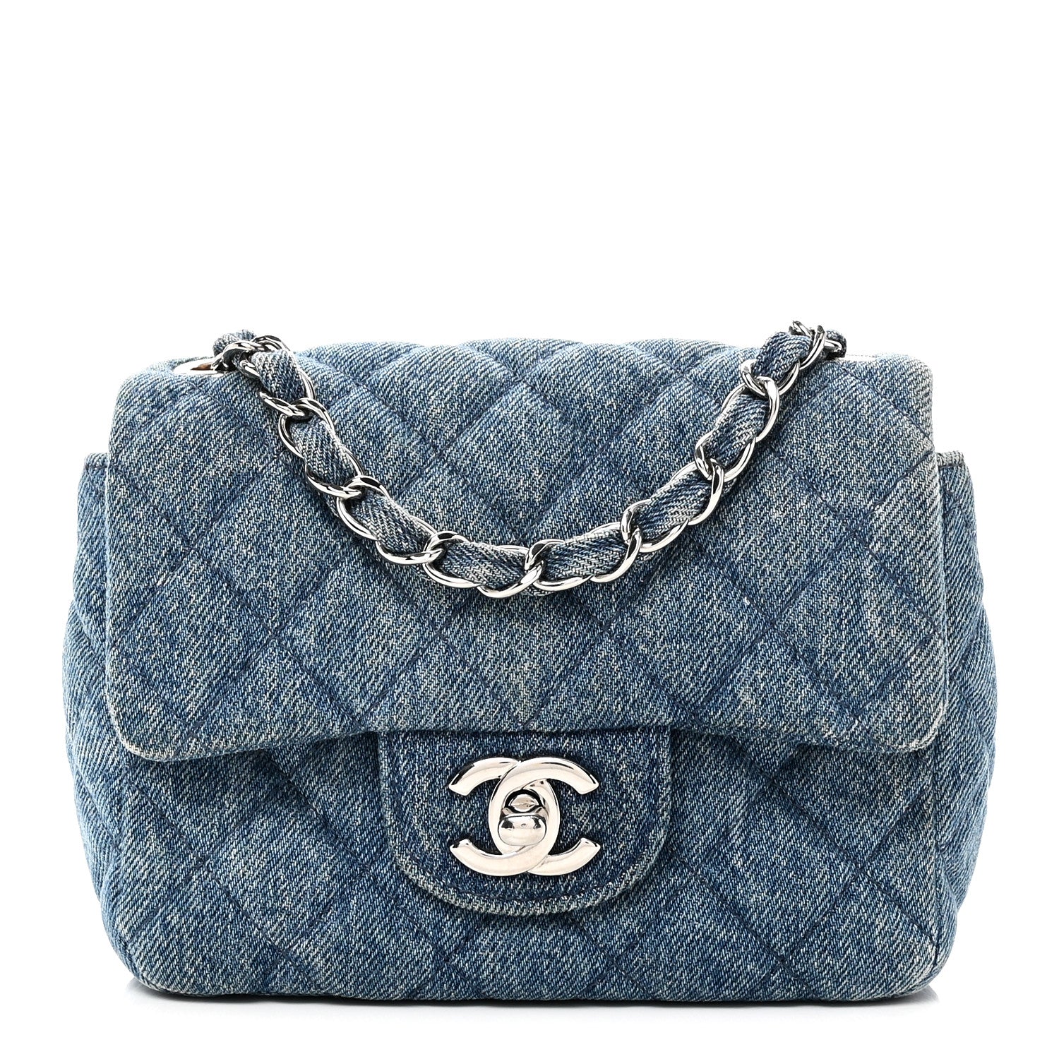 Chanel Denim CC Quilted Mini Square Flap Blue 1 of 10