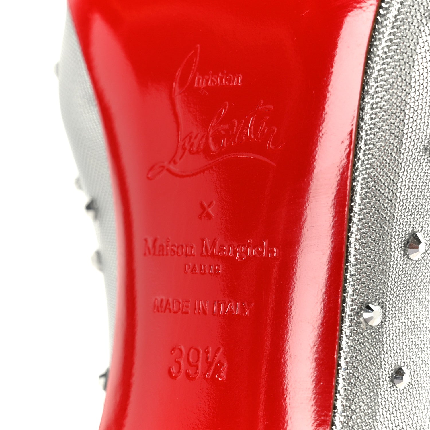 Christian Louboutin X MAISON MARGIELA Rete Glitter Specchio Bridiela Una Strass Tabi Pumps 39.5 Silver 8 of 8