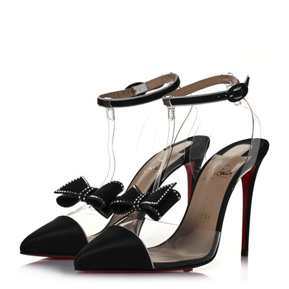 Christian Louboutin Satin Patent PVC Naked Bow 100 Pumps 38 Black 3 of 9
