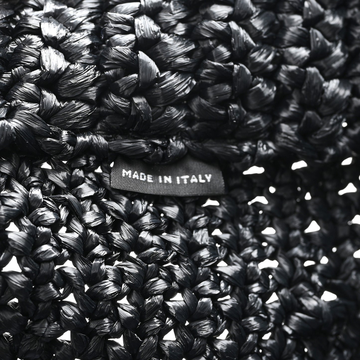 Yarn Raffia Effect Crochet Logo Tote Black