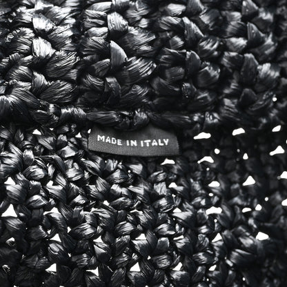 Prada Yarn Raffia Effect Crochet Logo Tote Black 7 of 12