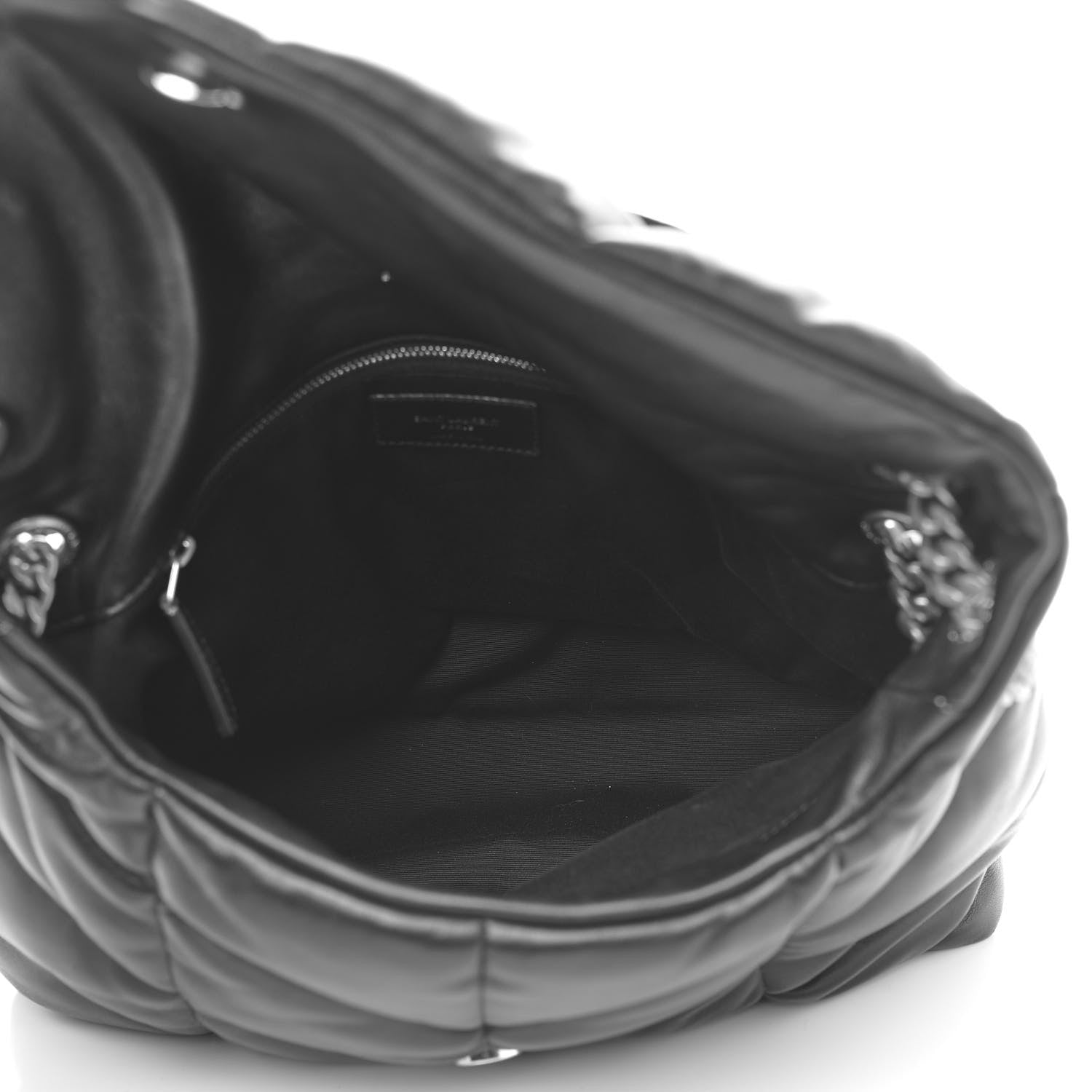 Saint Laurent Lambskin Quilted Medium Loulou Puffer Monogram Chain Satchel Black 6 of 11