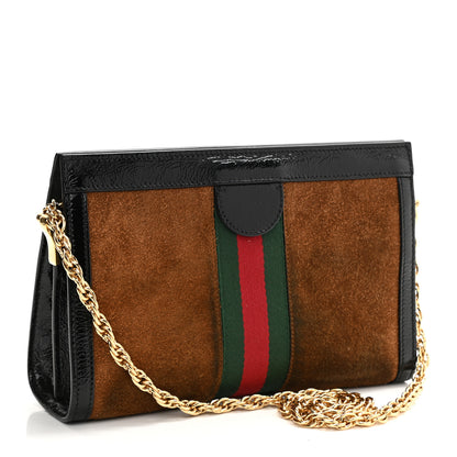 Gucci Suede Patent Web Small Ophidia Chain Shoulder Bag Nocciola Black 3 of 12