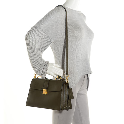 Miu Miu Goatskin Madras Top Handle Shoulder Bag Militare 2 of 9