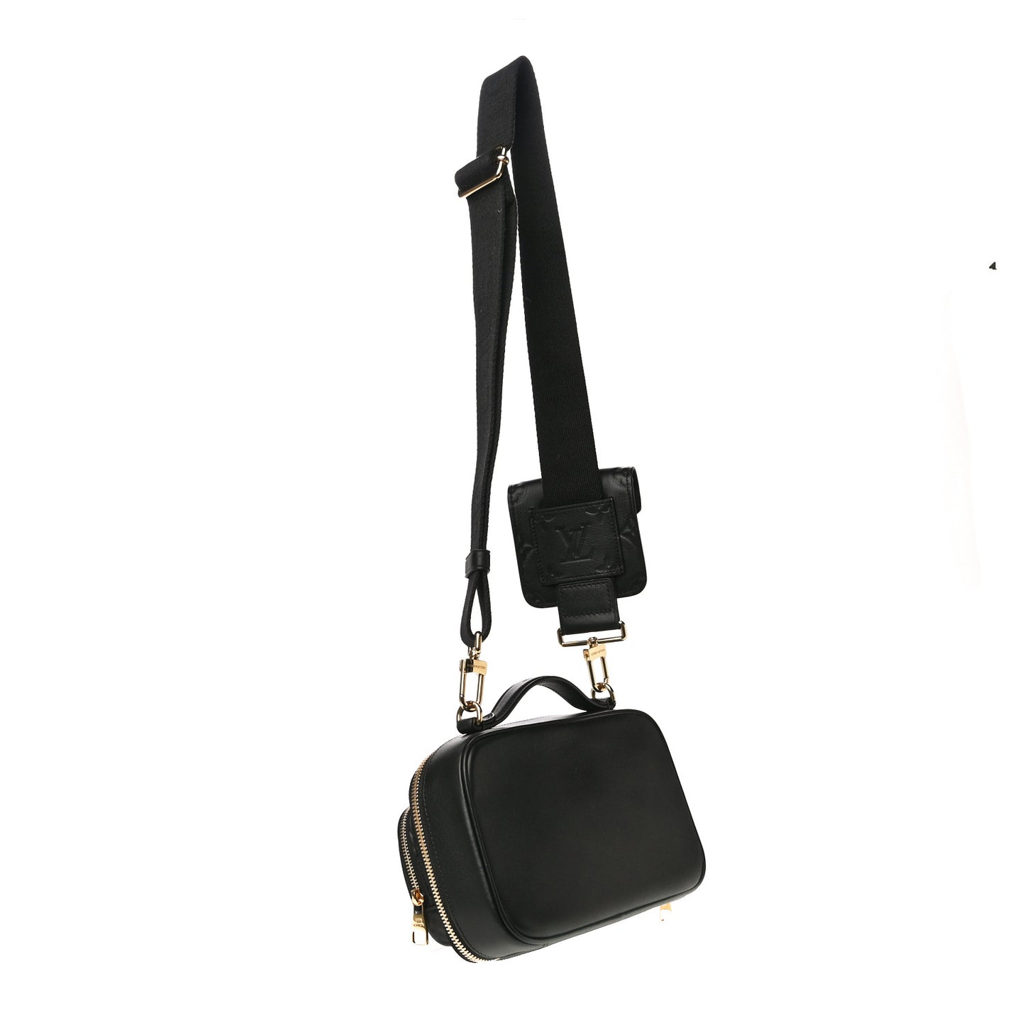 Calfskin Monogram Embossed Utility Crossbody Black