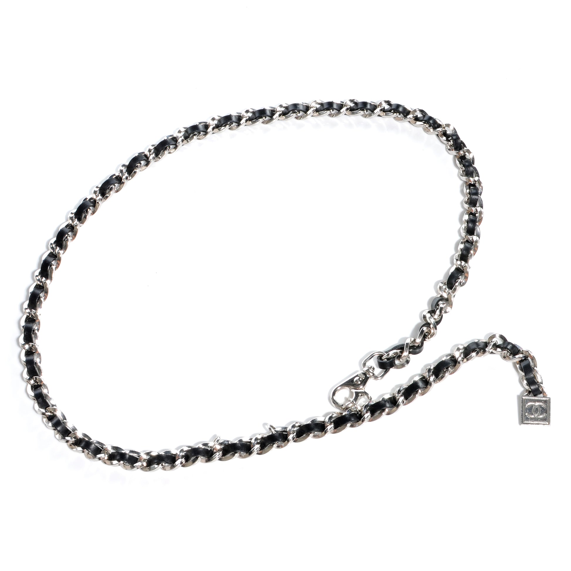 Chanel Leather Silver Chain Link Belt Black 1 of 5