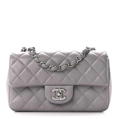 Chanel Lambskin Quilted Mini Rectangular Flap Grey 1 of 12