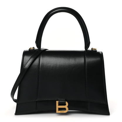 Balenciaga Shiny Box Calfskin Medium Hourglass Top Handle Bag Black 1 of 10