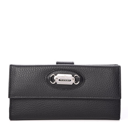 Gucci Pebbled Calfskin Punch Continental Flap Wallet Black 1 of 13