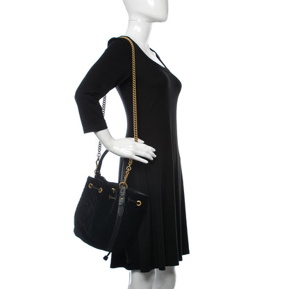 Gucci Velvet Matelasse GG Marmont Bucket Bag Black 2 of 11