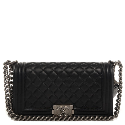 Chanel Metallic Calfskin Quilted Medium Boy Flap Black 1 of 9