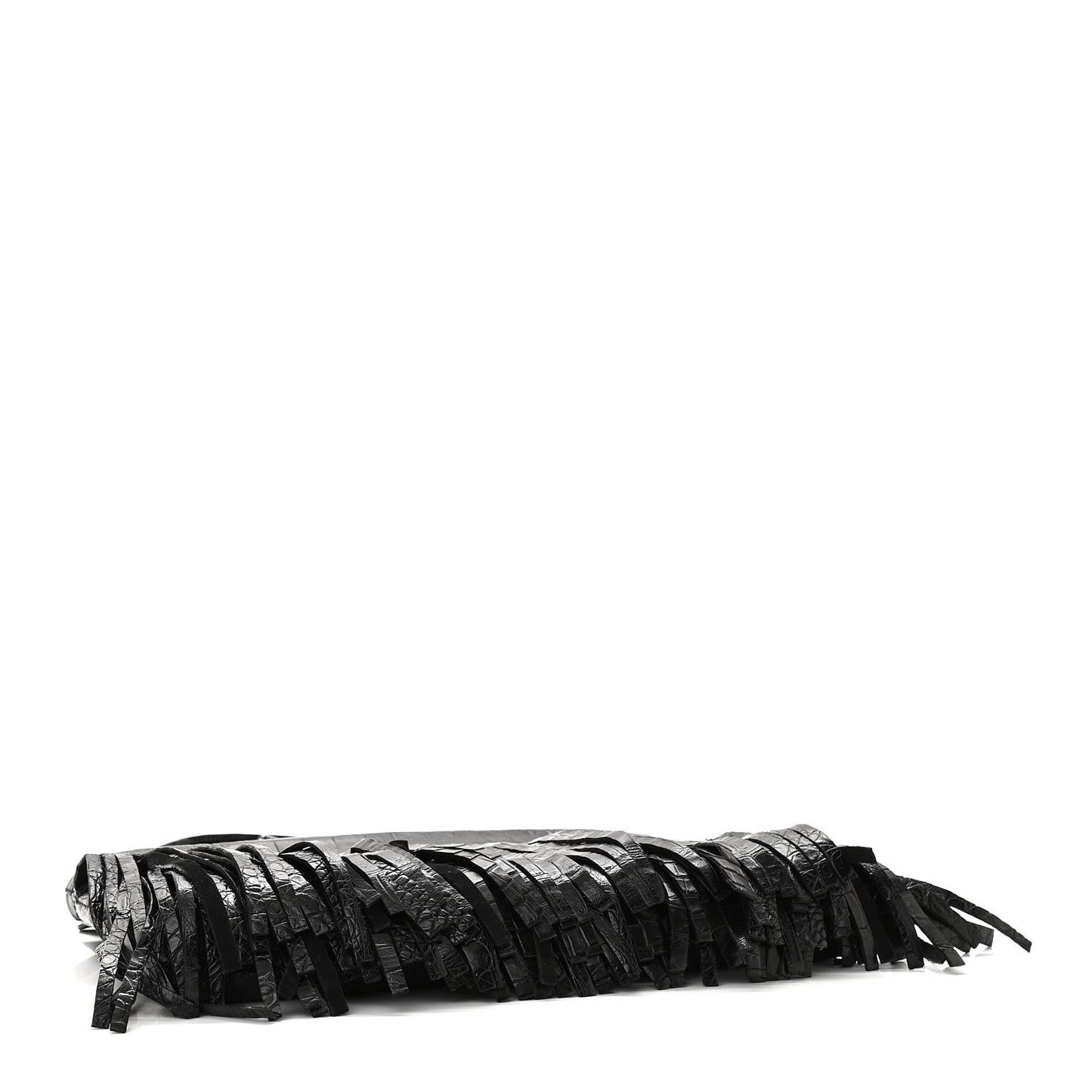Crocodile Fringe Crossbody Clutch Black