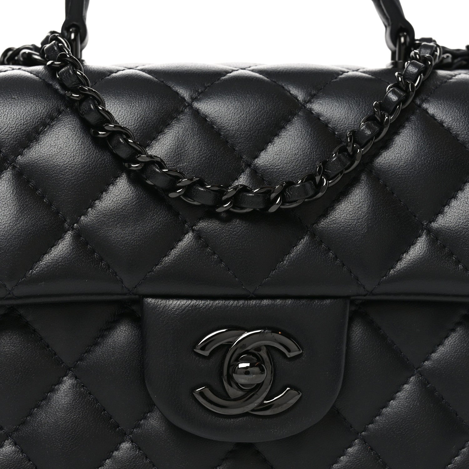 Chanel Lambskin Quilted Mini Top Handle Rectangular Flap So Black 8 of 11