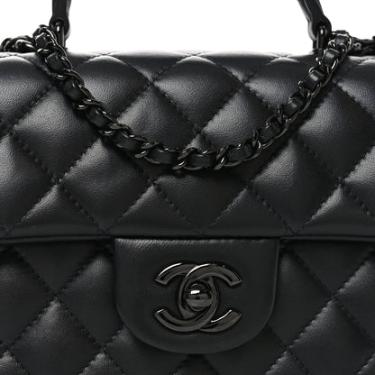 Chanel Lambskin Quilted Mini Top Handle Rectangular Flap So Black 8 of 11