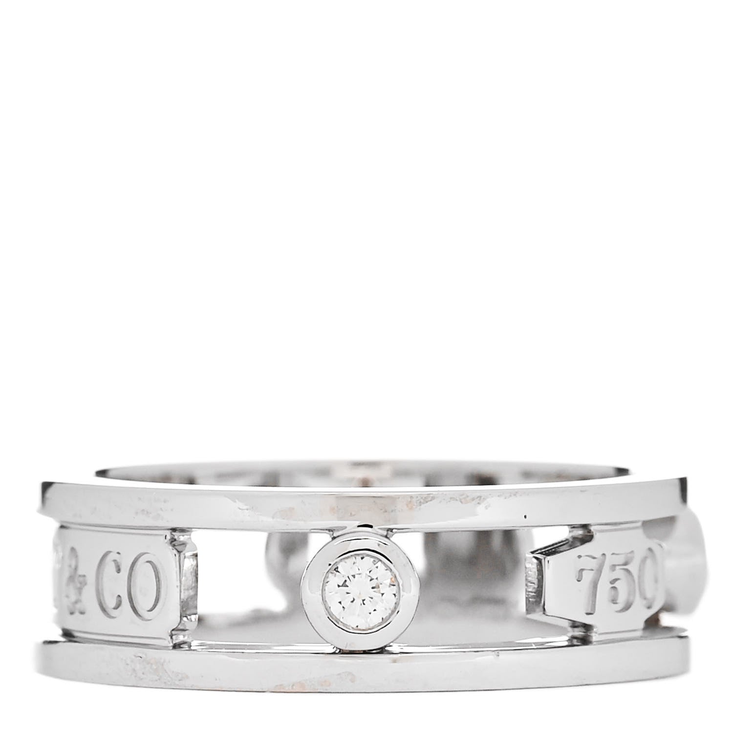 Tiffany 18K White Gold Diamond 1837 Ring 57 8 1 of 5