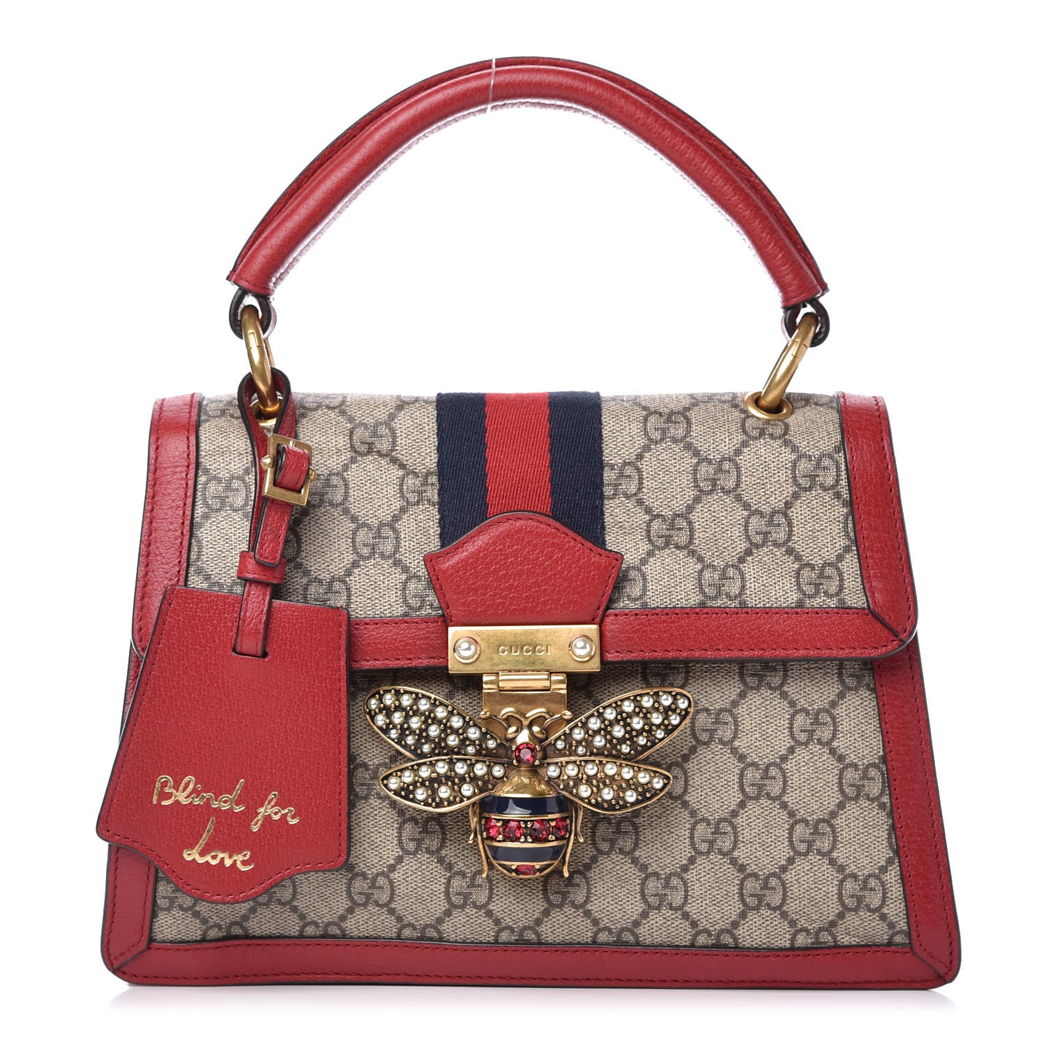 Gucci GG Supreme Monogram Small Queen Margaret Top Handle Bag Red 1 of 10