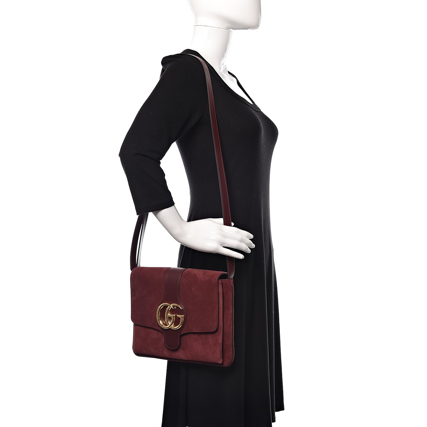Suede Medium Arli Flap Shoulder Bag Vintage Bordeaux