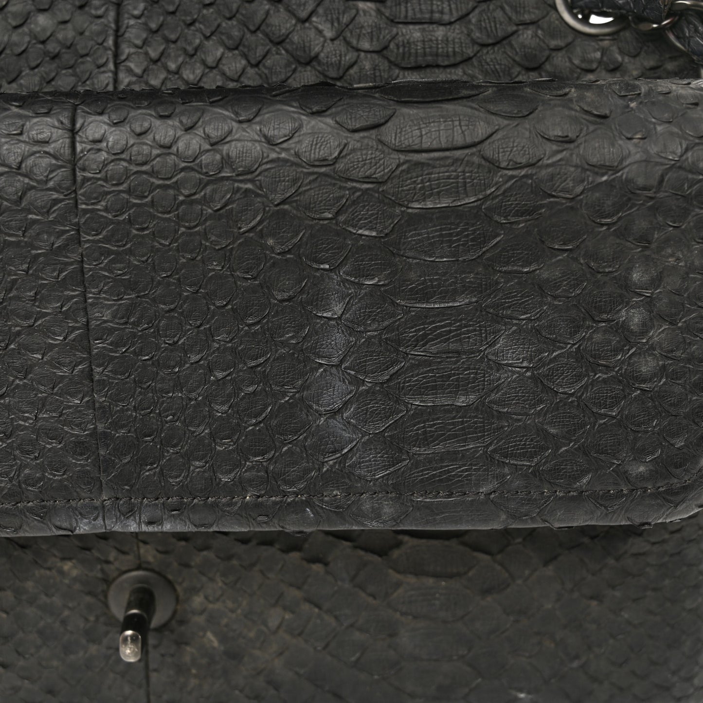 Snakeskin Jumbo Double Flap So Black
