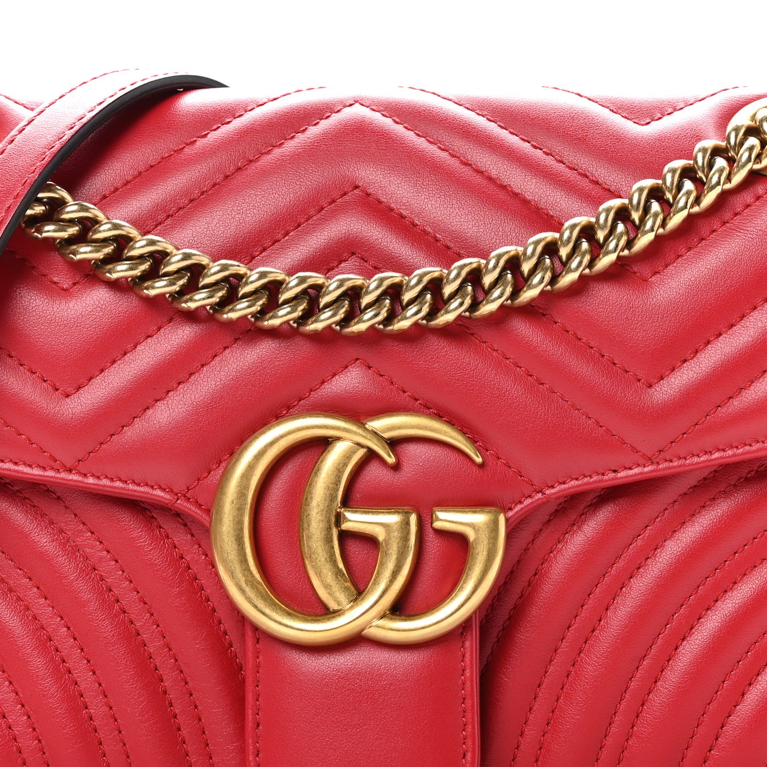 Gucci Calfskin Matelasse Small GG Marmont Shoulder Bag Hibiscus Red 8 of 10