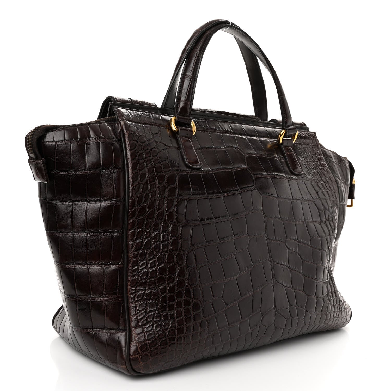 Gucci Crocodile Medium 1973 Top Handle Satchel Brown 3 of 14