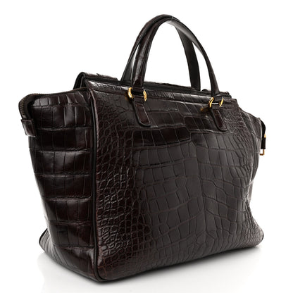 Gucci Crocodile Medium 1973 Top Handle Satchel Brown 3 of 14