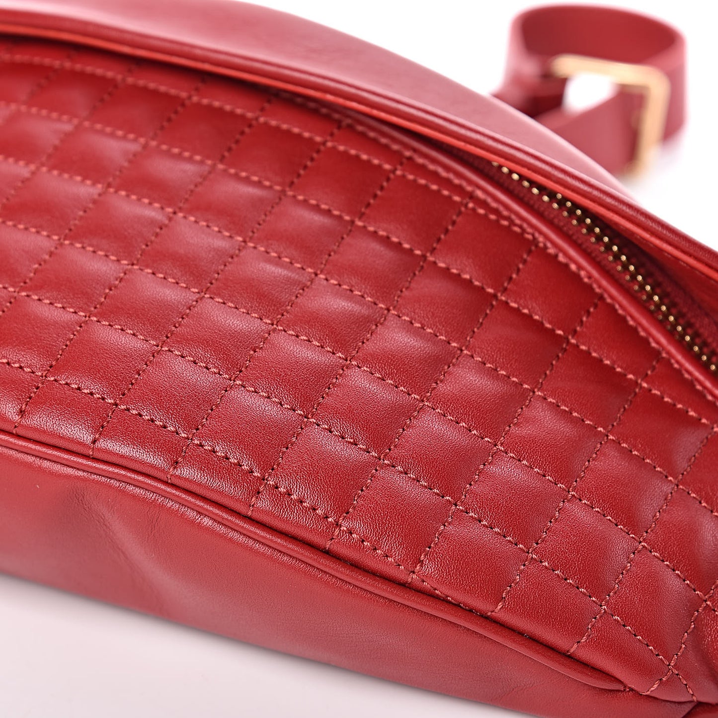 Calfskin Quilted C Charm Belt Bag Red