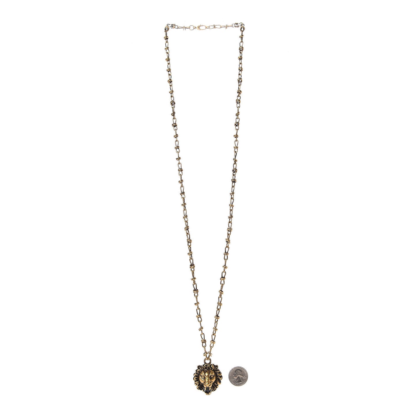 Metal Lion Head Necklace Gold