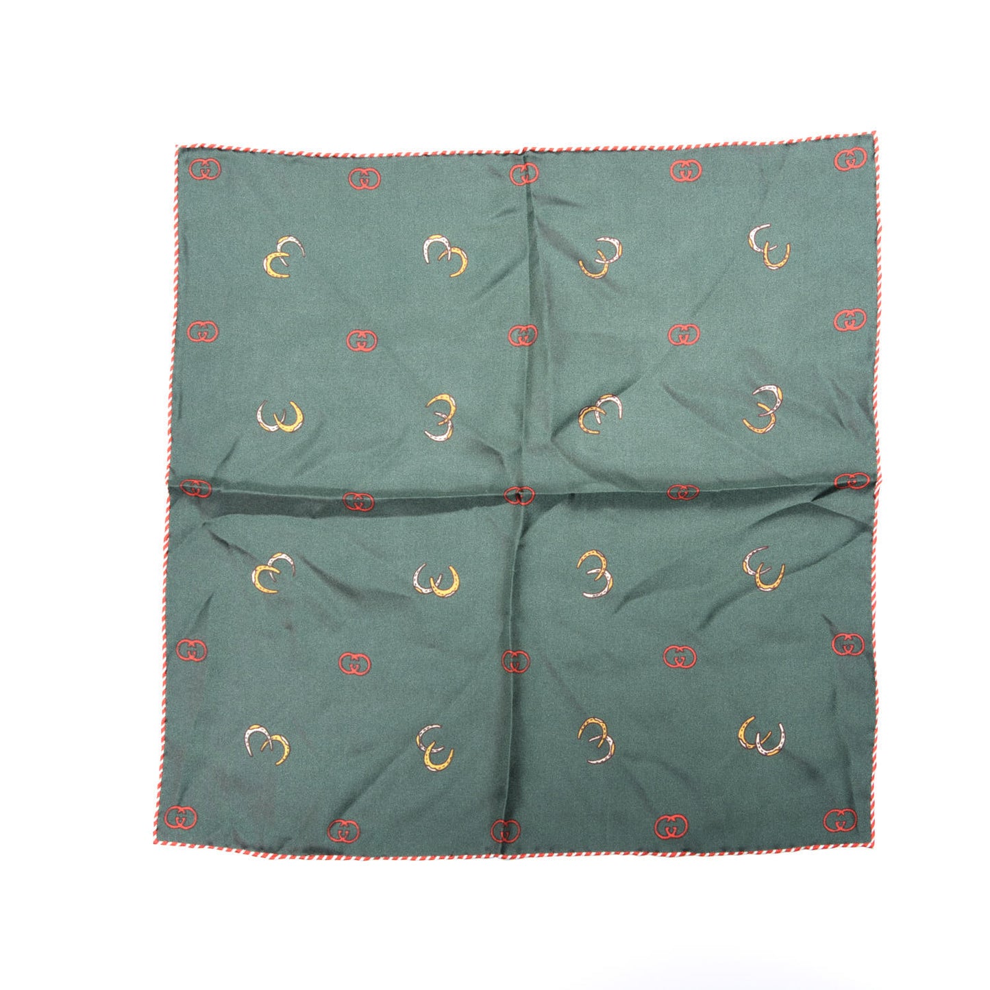 Silk Twill Poket Logos Pocket Square Green