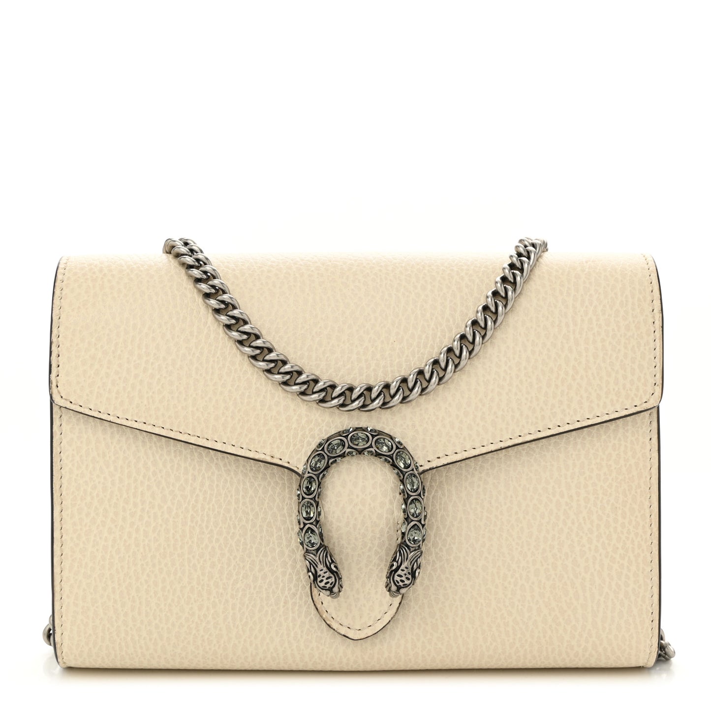 Dollar Calfskin Mini Dionysus Chain Wallet Mystic White