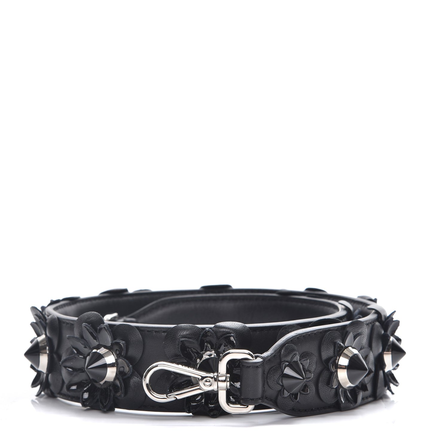 Vitello Dolce Nappa Patent Flowerland Studded Strap You Black