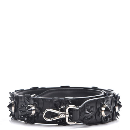 Fendi Vitello Dolce Nappa Patent Flowerland Studded Strap You Black 1 of 5