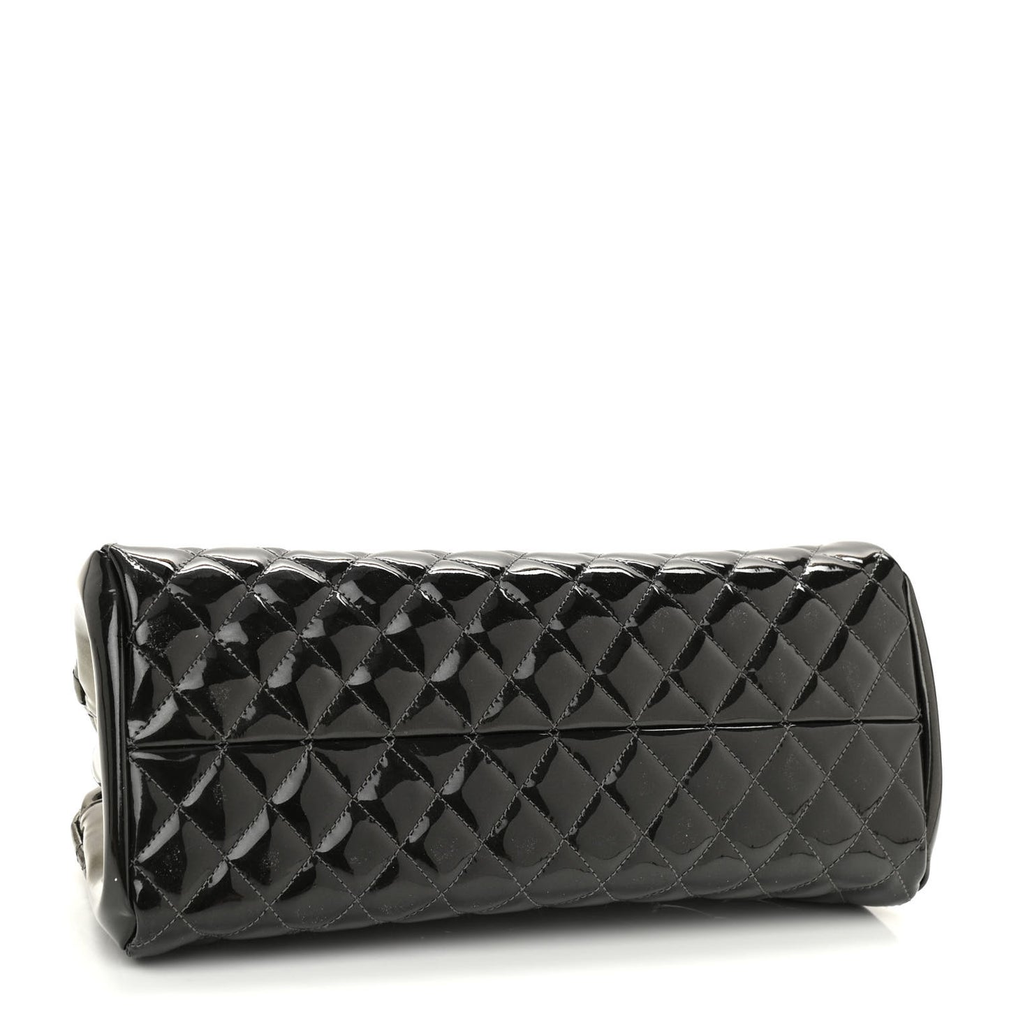 Metallic Patent Quilted Medium Just Mademoiselle Bowling Bag Silver Degrade