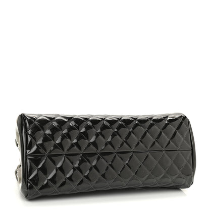 Chanel Metallic Patent Quilted Medium Just Mademoiselle Bowling Bag Silver Degrade 4 of 11